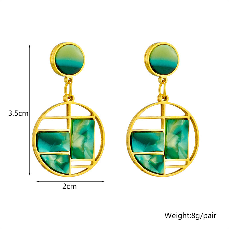 Korean style trendy niche design retro irregular hollow geometric patchwork misaligned round earrings antique style earrings