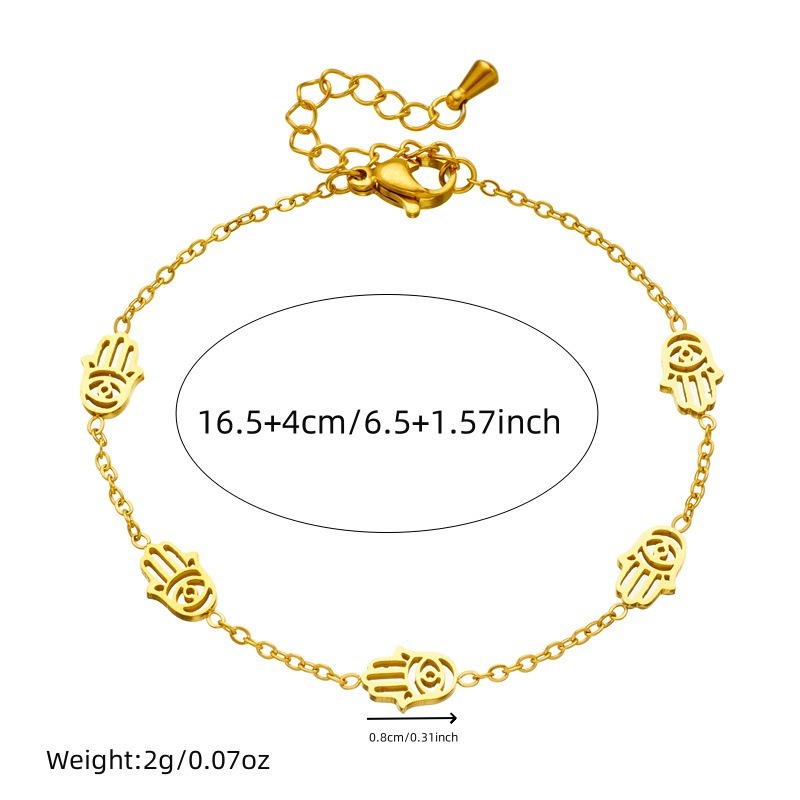 Cross-border fashion gold-plated stainless steel hollowed-out palm accessory chain necklace earrings bracelet jewelry set