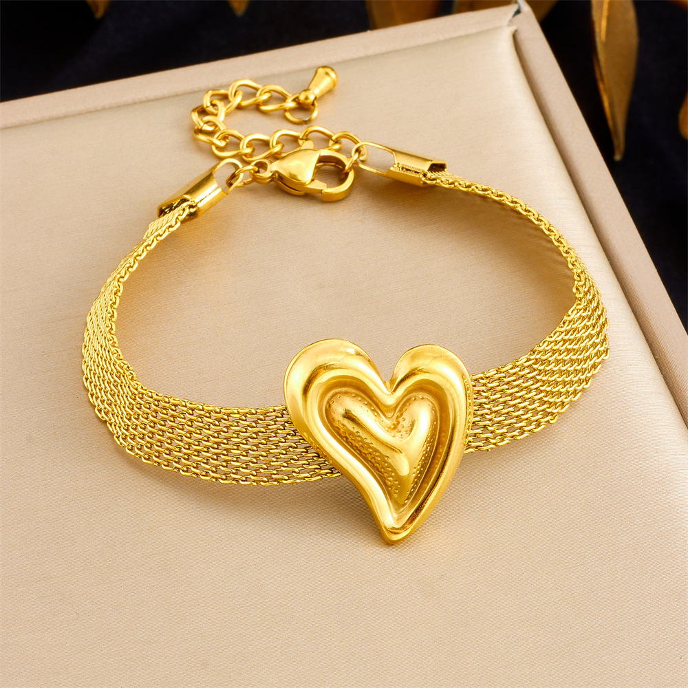 Cross-border fashion creative minimalist wide mesh chain jewelry stainless steel gold-plated heart star irregular necklace