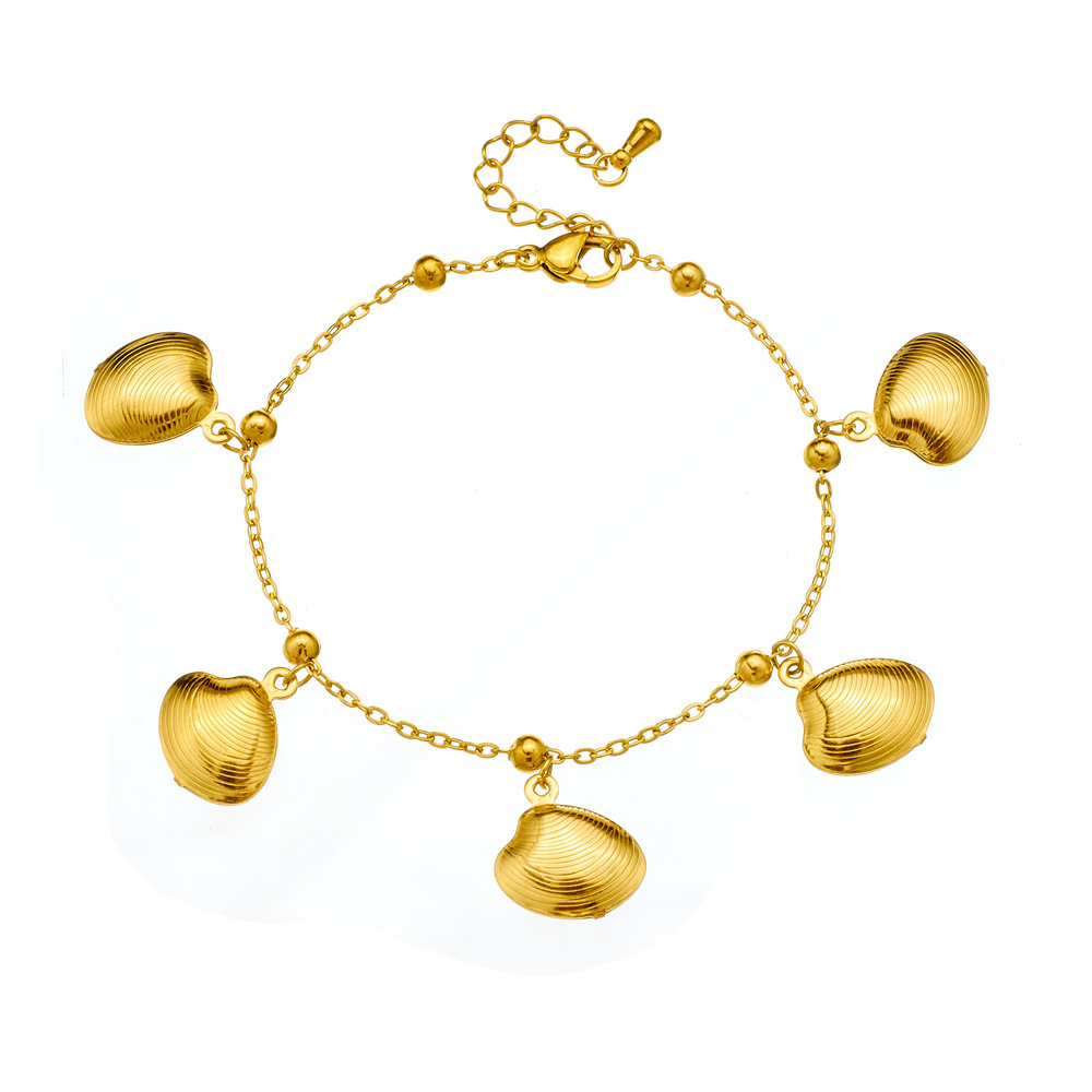 Cross-border best-selling summer ocean-themed gold-plated tropical fish, starfish, and scallop stainless steel resort-style premium bracelet