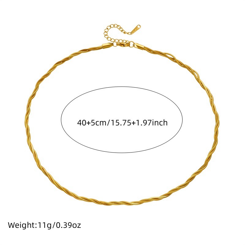 European and American cross-border fashion retro minimalist unisex chain braided stainless steel gold-plated clavicle chain necklace