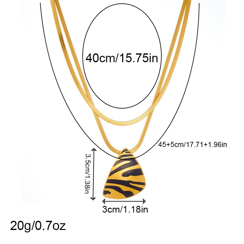 European and American style, unique retro, dripping striped triangle geometric pendant ring earring necklace three-piece jewelry set