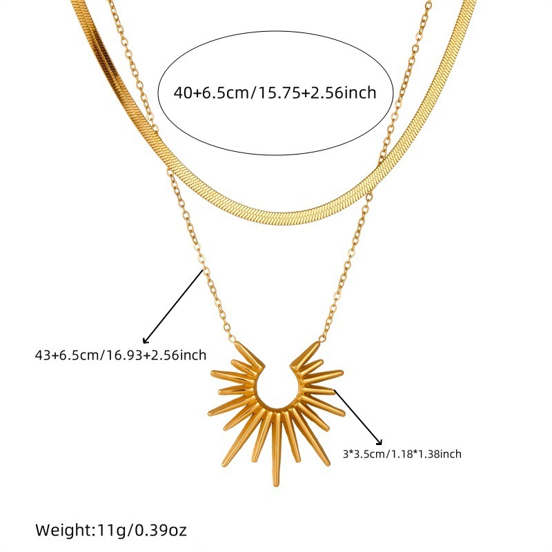 European and American retro cross-border stainless steel necklace and earring set, versatile sunflower statement jewelry set