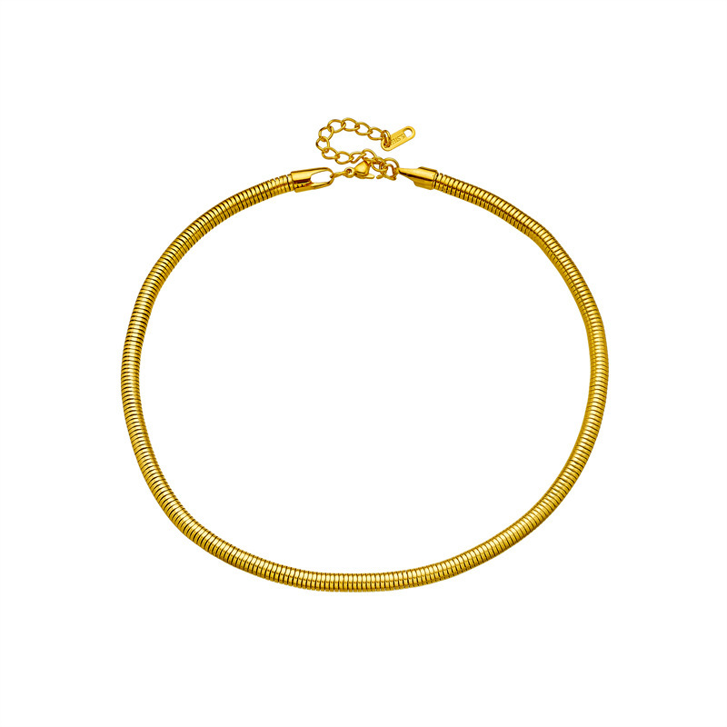 European and American minimalist luxury niche design, cool style, Cuban heavy metal titanium steel round chunky chain necklace