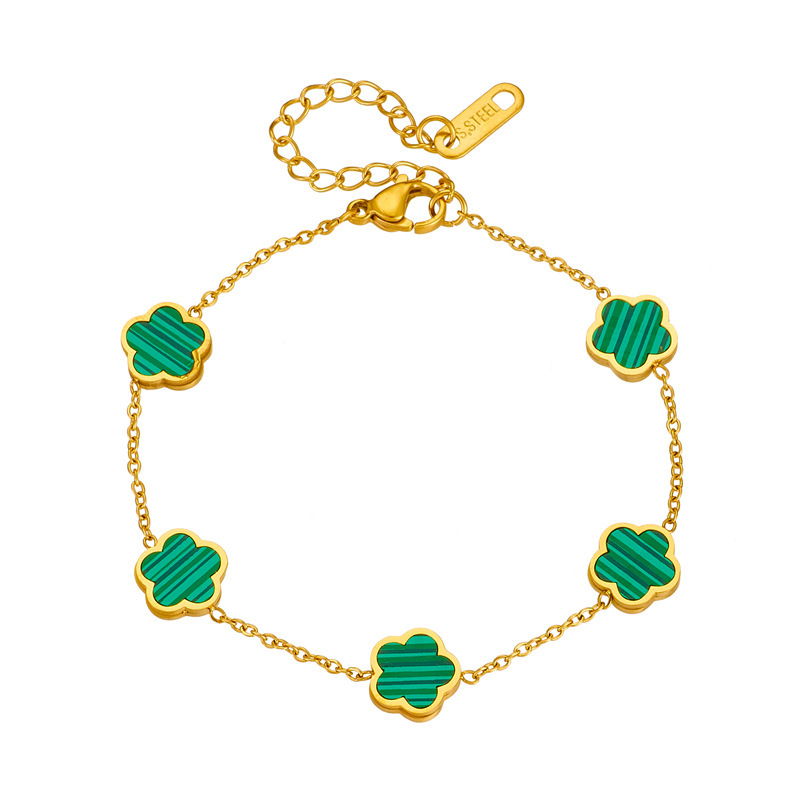 European and American style niche versatile retro minimalist flower accessory connecting chain titanium steel bracelet