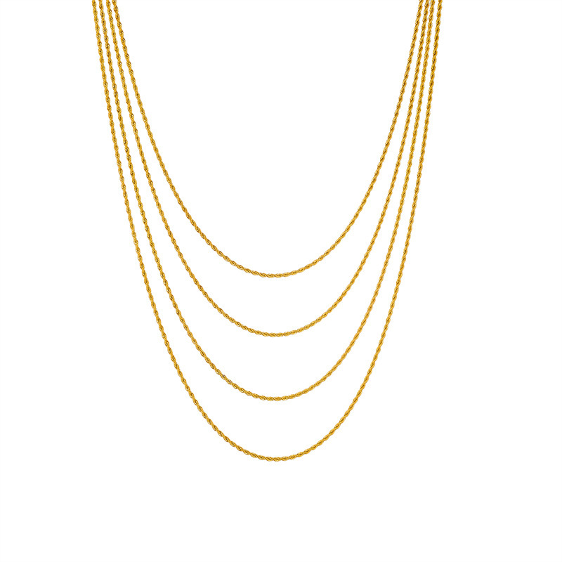 European and American style, punk, hip-hop, retro, simple, versatile titanium steel metal braided chain necklace, multi-layered and stackable