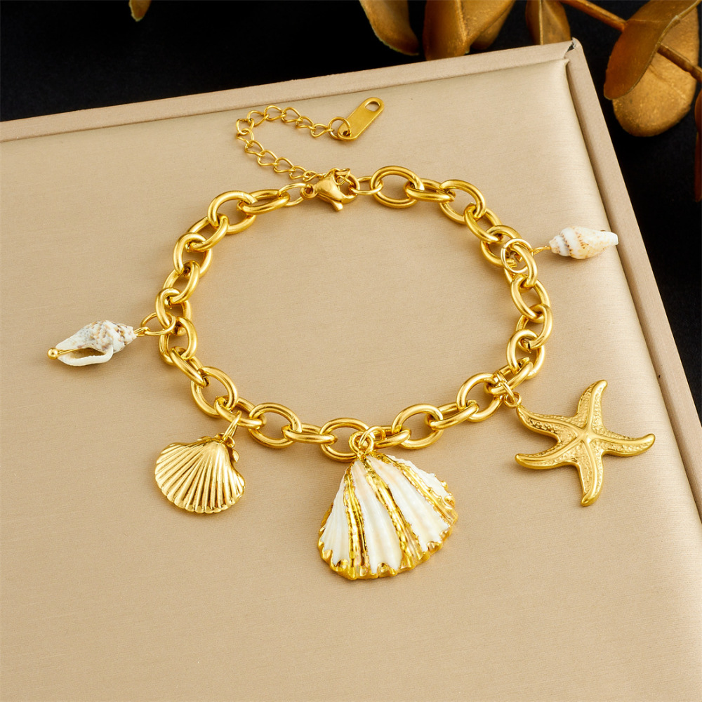 Cross-border fashion multi-element marine life pendant accessories gold-plated stainless steel crab, conch, starfish bracelet