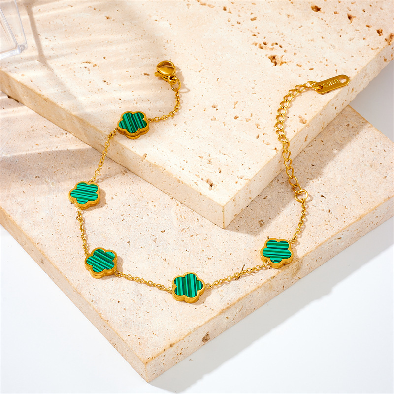 European and American style niche versatile retro minimalist flower accessory connecting chain titanium steel bracelet