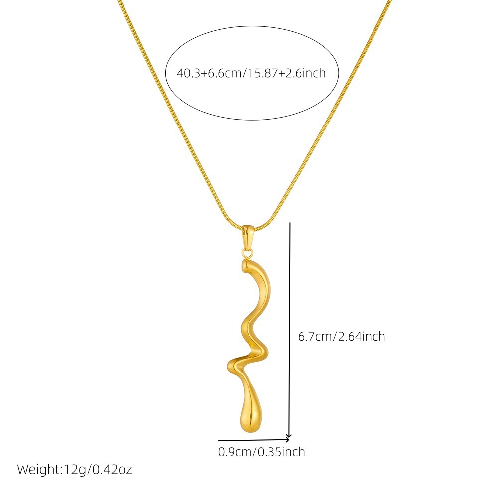 Cross-border fashion minimalist cool style gold-plated irregular twisted pendant stainless steel chain necklace