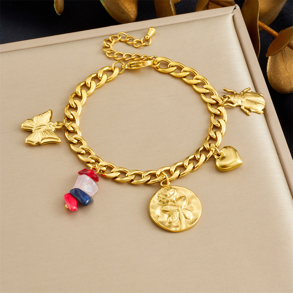 Cross-border fashion multi-element marine life pendant accessories gold-plated stainless steel crab, conch, starfish bracelet