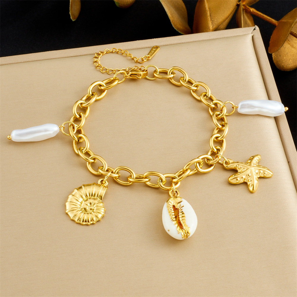 Cross-border fashion multi-element marine life pendant accessories gold-plated stainless steel crab, conch, starfish bracelet