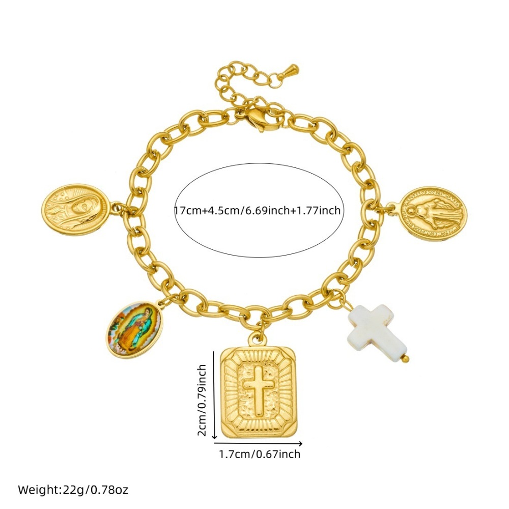 European and American style, light luxury, high-end, versatile pendant set with cross-shaped choker chain and gold-plated round pendant.