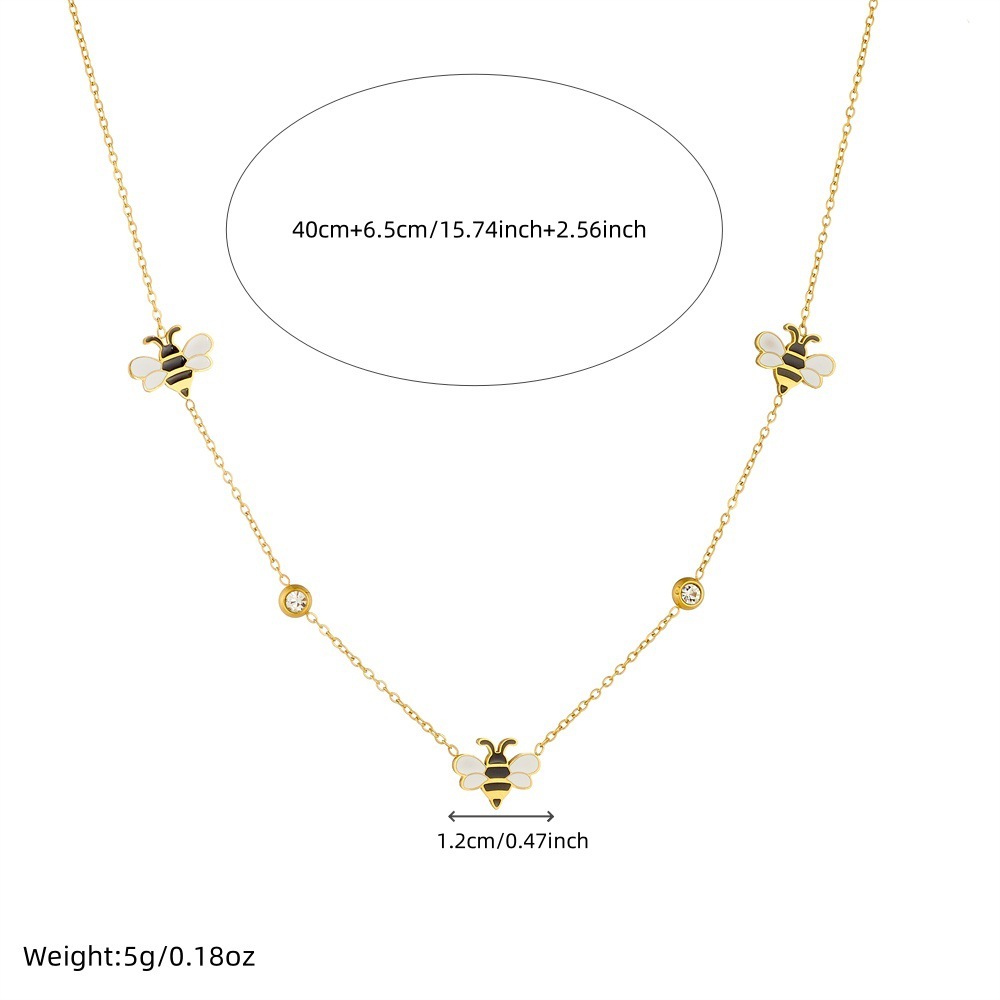 Korean style, fashionable, fresh, sweet cartoon dripping animal bee accessories chain stainless steel jewelry set
