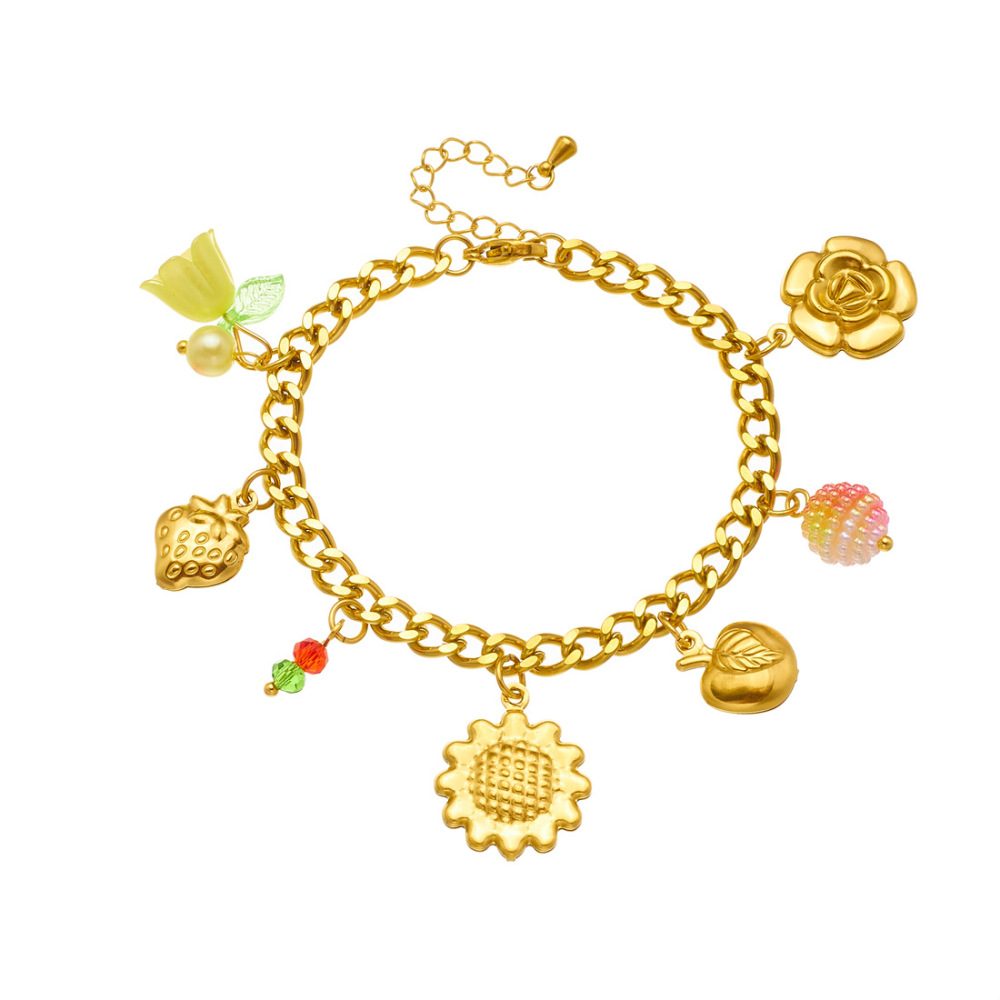 New cross-border fashion multi-element gold-plated plant and flower pendant chain sunflower and lily of the valley jewelry set