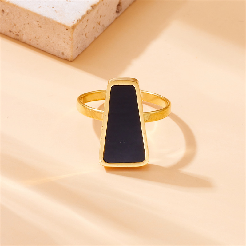 Cross-border European and American minimalist retro black quadrilateral pendant multi-chain necklace ring earring set