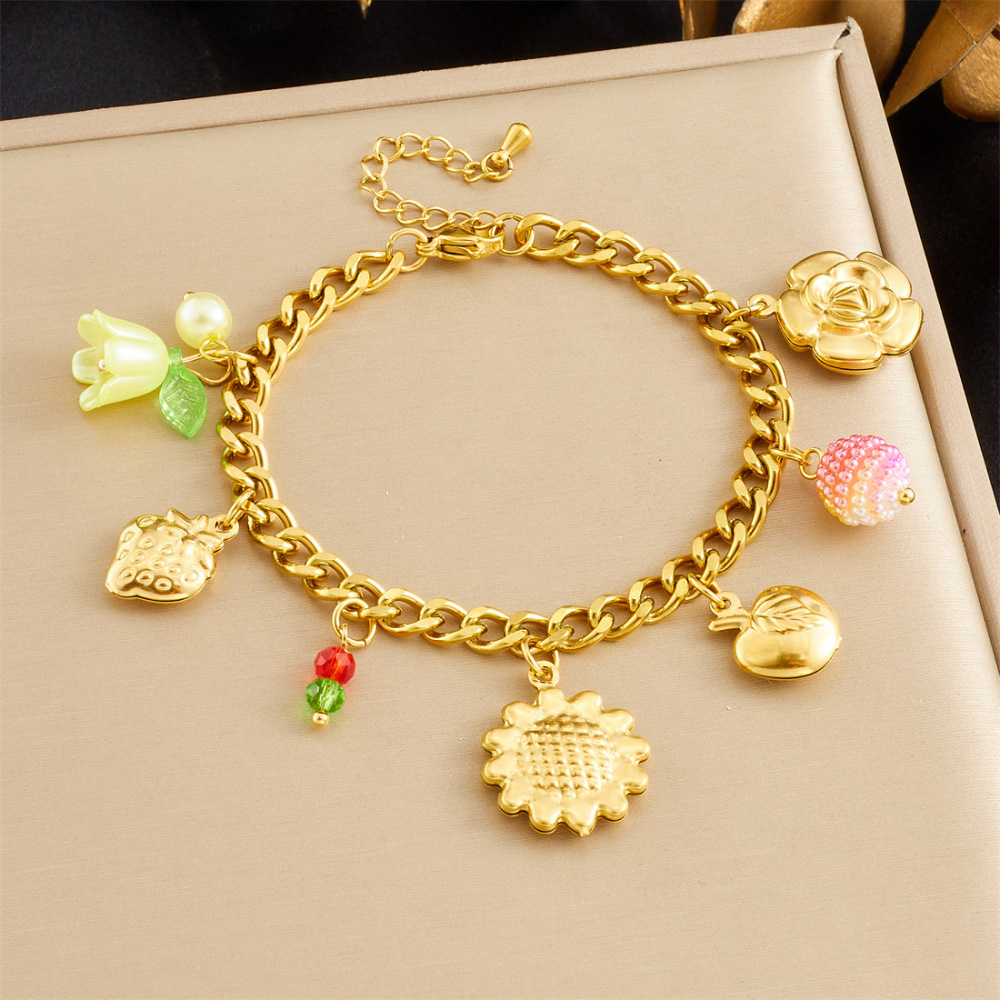 New cross-border fashion multi-element gold-plated plant and flower pendant chain sunflower and lily of the valley jewelry set