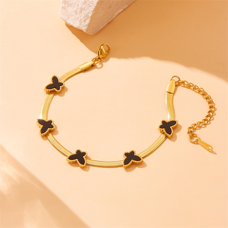 New INS niche exquisite cross-border stainless steel Roman butterfly accessory blade chain bracelet