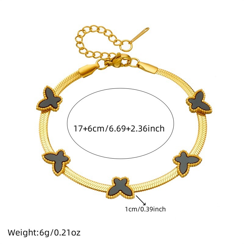 New INS niche exquisite cross-border stainless steel Roman butterfly accessory blade chain bracelet
