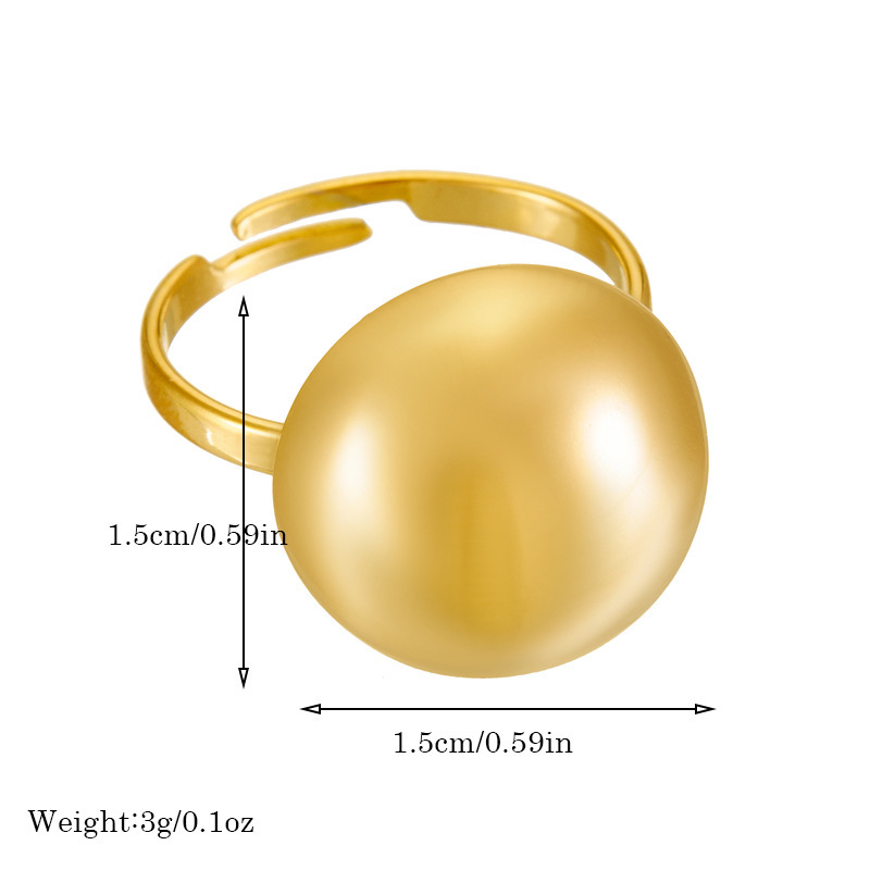 Cross-border fashion, retro minimalist style, glossy gold-plated stainless steel half-round earrings, rings, and necklace set