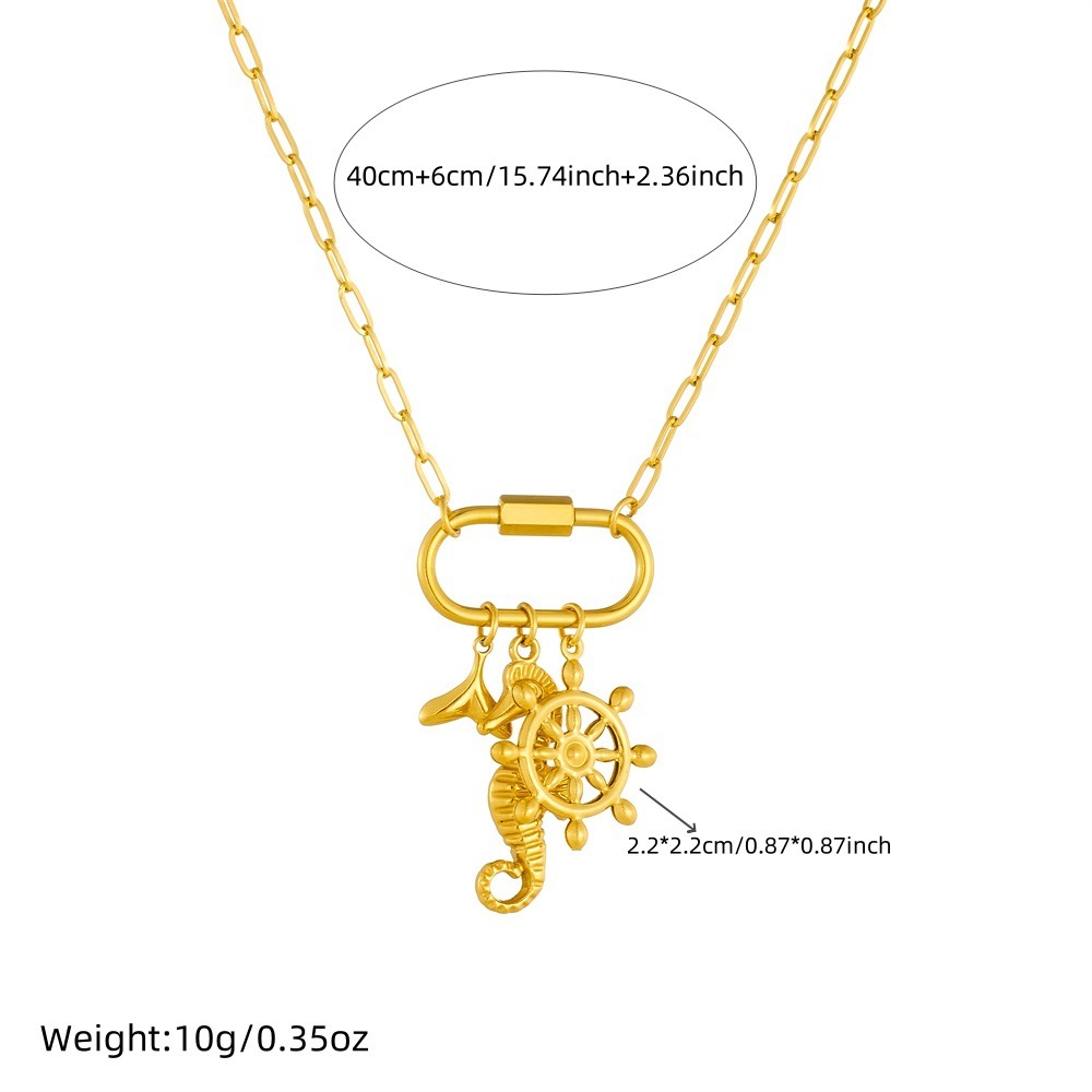 European and American cross-border personalized creative multi-element pendant marine life dripping oil moon ship wheel eye accessory necklace