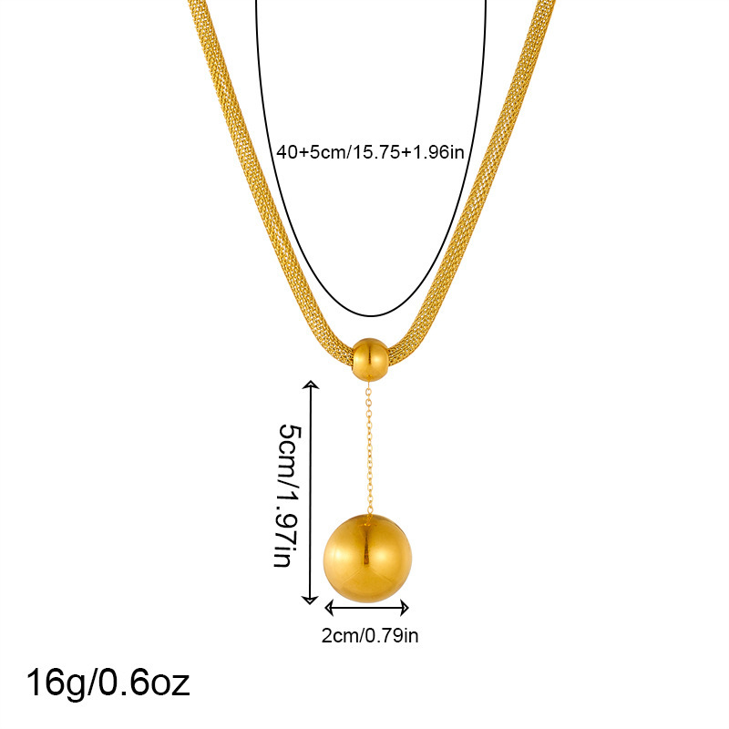 Cross-border fashion, retro minimalist style, glossy gold-plated stainless steel half-round earrings, rings, and necklace set