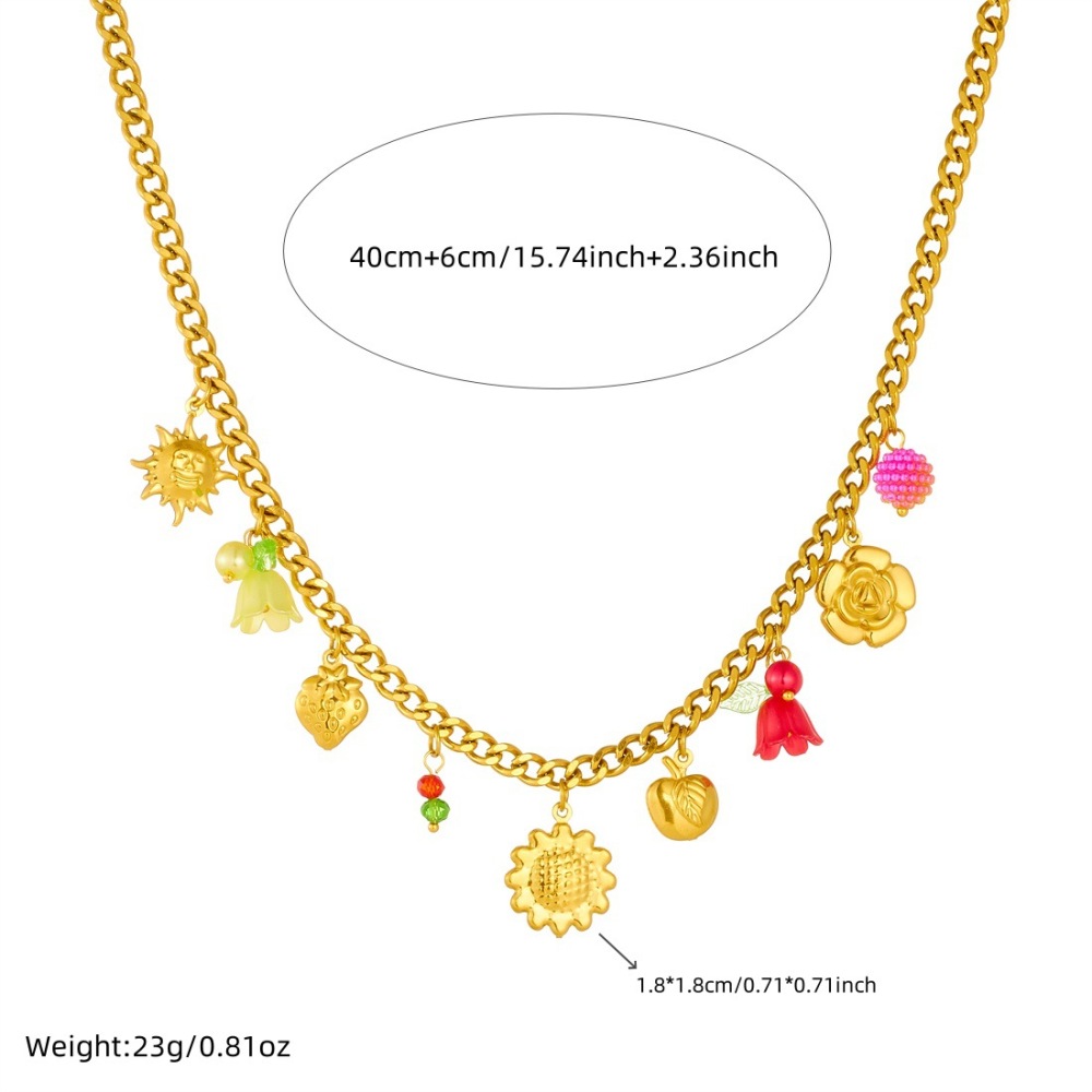 New cross-border fashion multi-element gold-plated plant and flower pendant chain sunflower and lily of the valley jewelry set