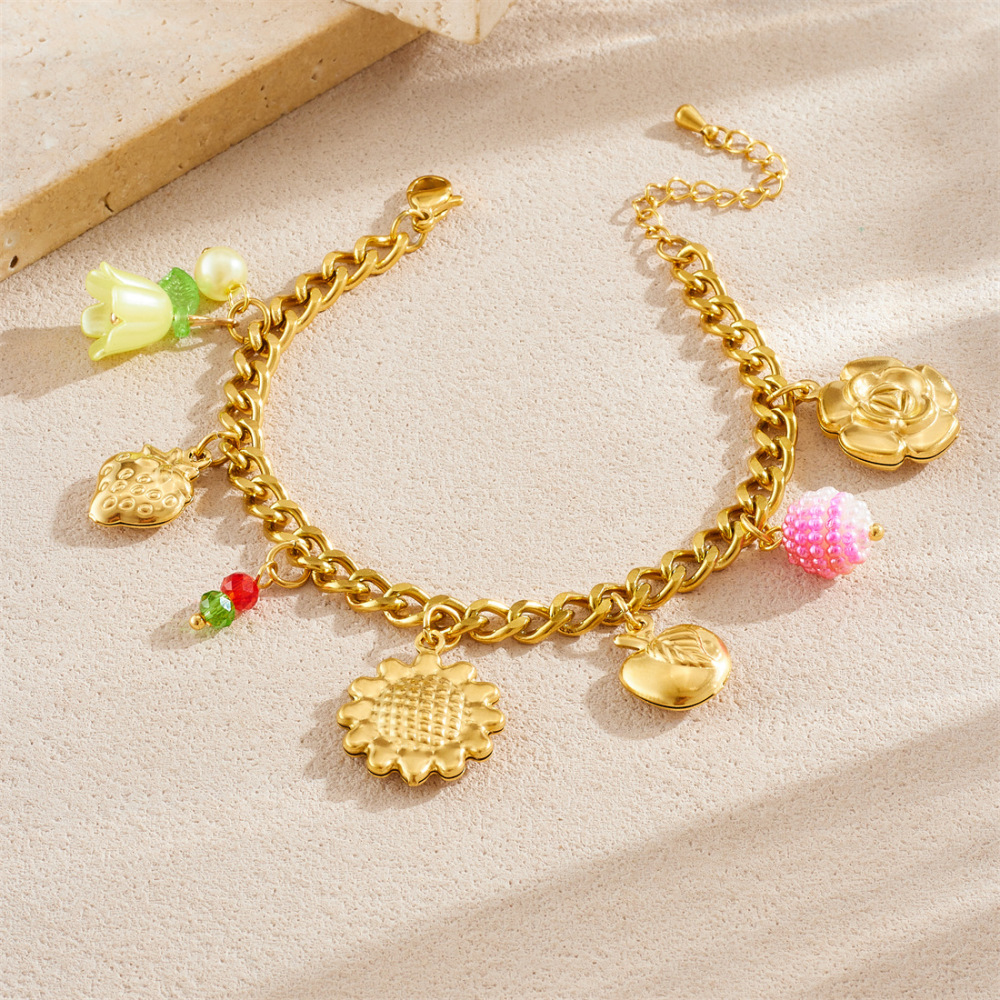 New cross-border fashion multi-element gold-plated plant and flower pendant chain sunflower and lily of the valley jewelry set