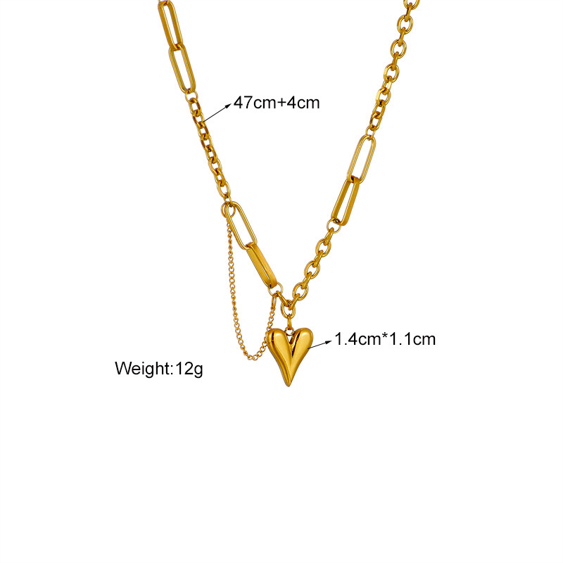 European and American style, light luxury, niche, minimalist titanium steel clavicle chain, versatile, irregular heart pendant necklace