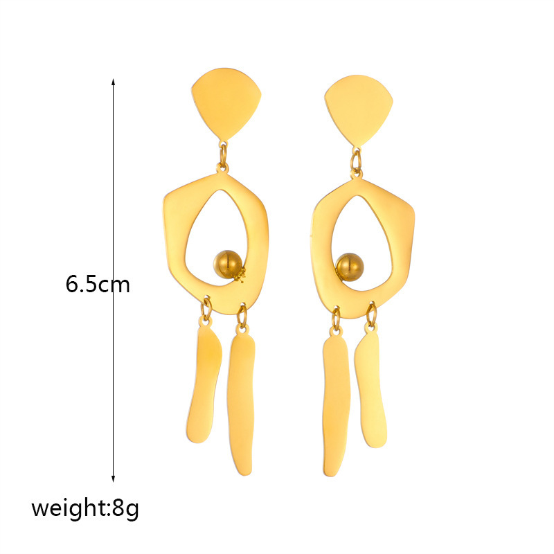 European and American style, retro, sophisticated, minimalist, irregular round geometric tassel long pendant earrings