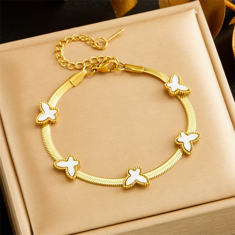 New INS niche exquisite cross-border stainless steel Roman butterfly accessory blade chain bracelet