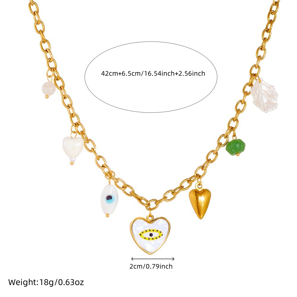 Korean style, unique, versatile, dripping oil, evil eye, heart, pumpkin pendant chain, stainless steel necklace.