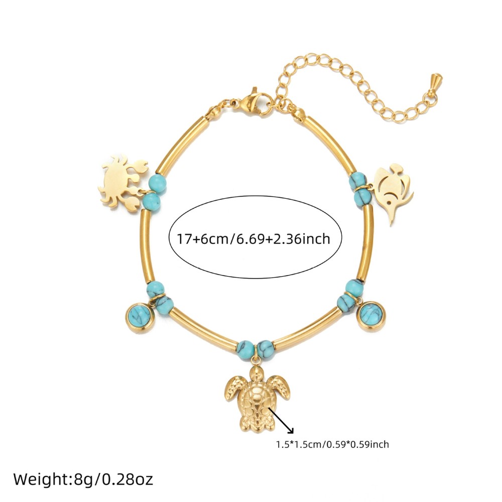 Cross-border fashion ocean series sea turtle tropical fish turquoise dolphin stainless steel mixed jewelry bracelet