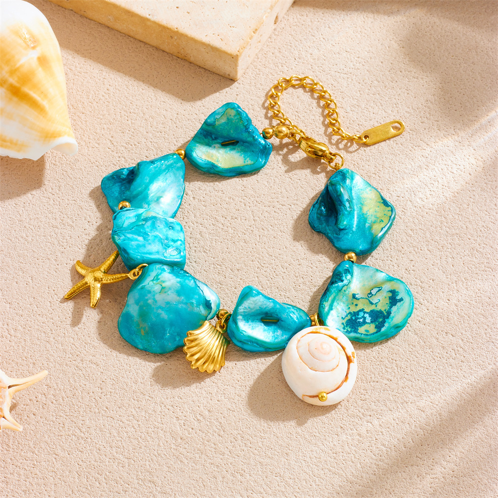 New cross-border e-commerce style conch shell pearl accessories pendant earrings necklace bracelet summer beach vacation set