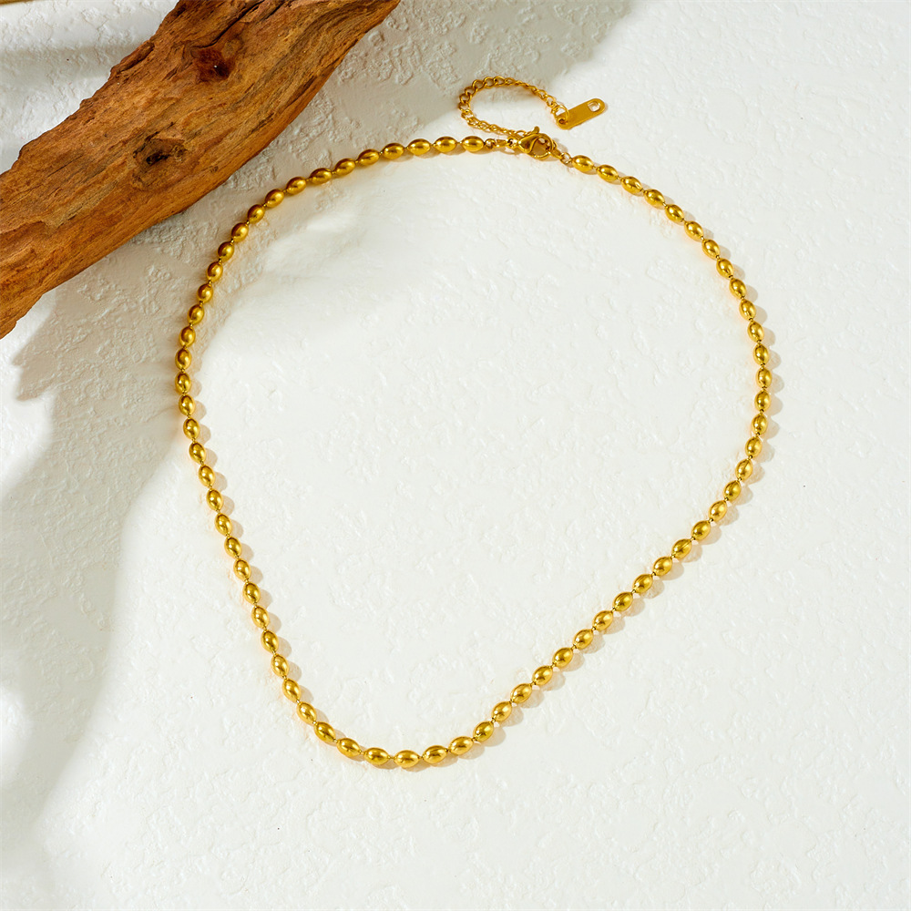 Cross-border fashion design, simple and versatile rugby ball chain punk style stainless steel gold-plated clavicle chain necklace for women