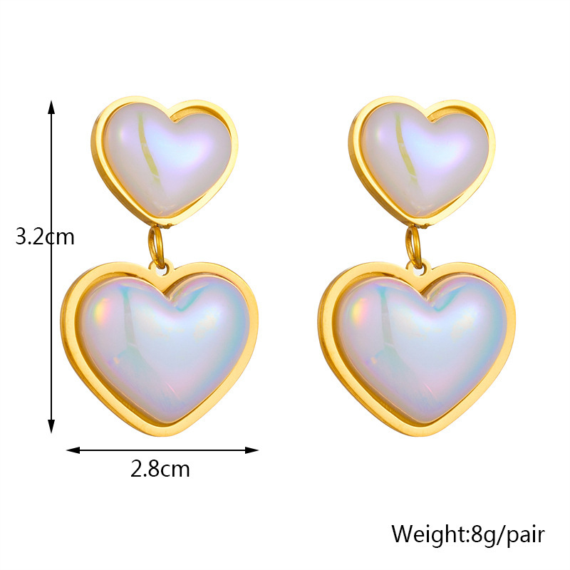 Stylish, sophisticated, niche design, heart-shaped iridescent pearl pendant accessories, elegant earrings