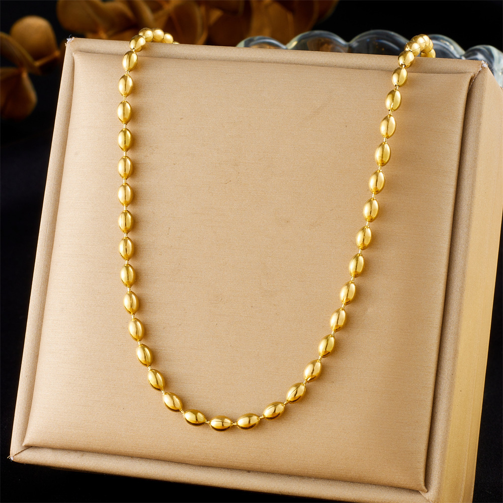 Cross-border fashion design, simple and versatile rugby ball chain punk style stainless steel gold-plated clavicle chain necklace for women