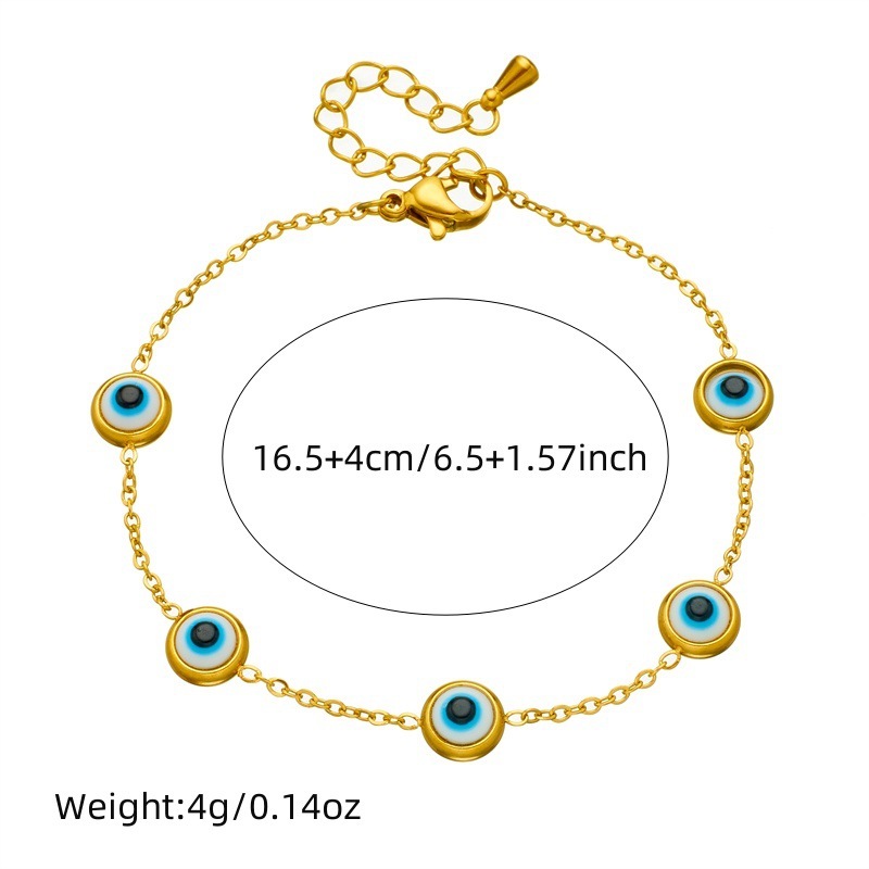 European and American cross-border fashion personalized turquoise eye accessories chain stainless steel necklace earring bracelet set