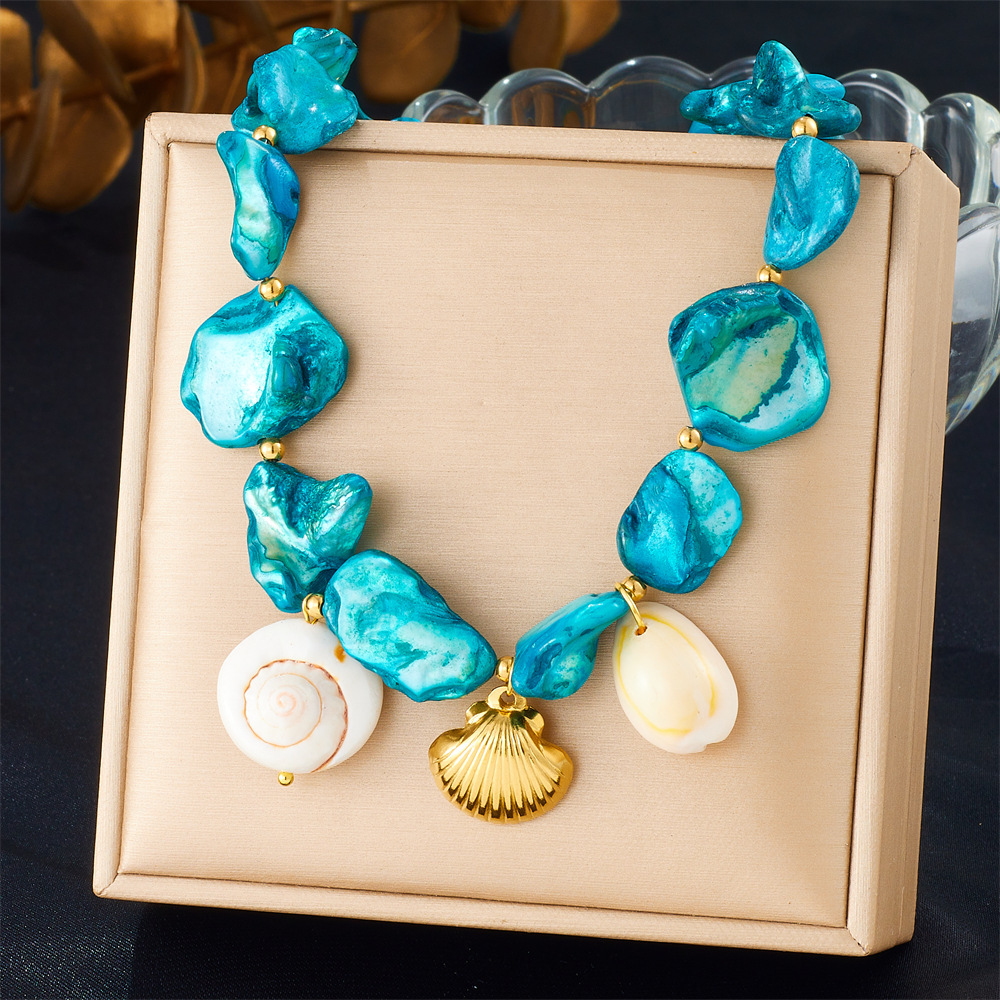 New cross-border e-commerce style conch shell pearl accessories pendant earrings necklace bracelet summer beach vacation set