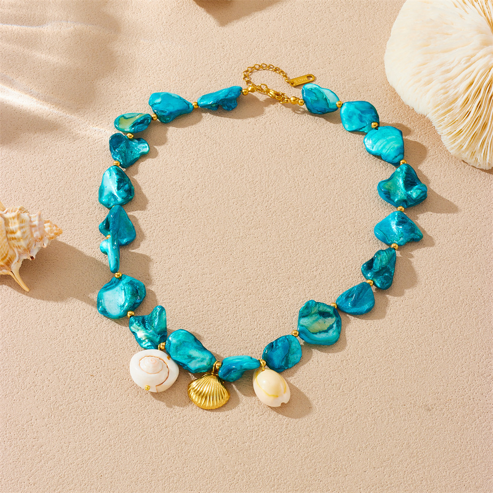 New cross-border e-commerce style conch shell pearl accessories pendant earrings necklace bracelet summer beach vacation set