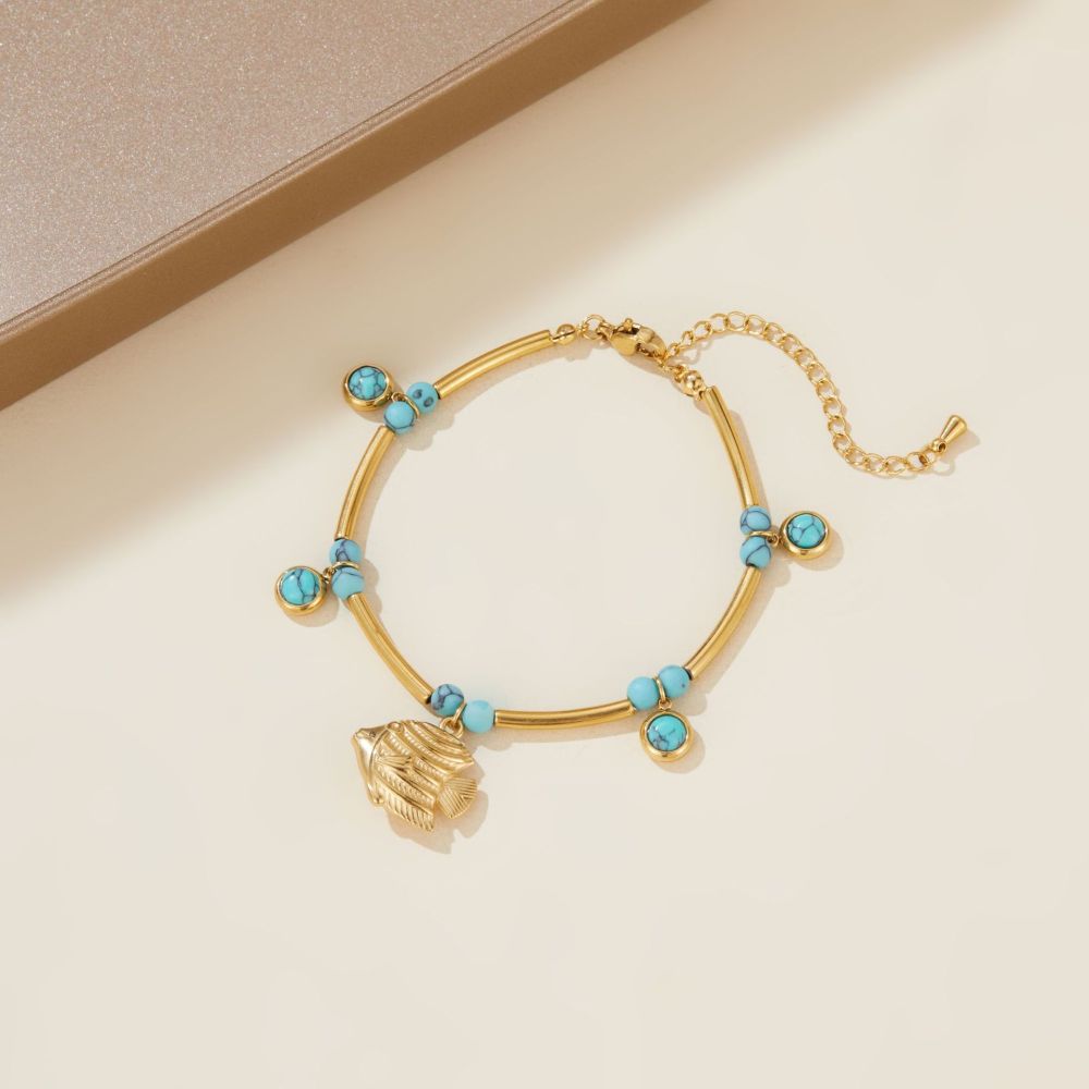 Cross-border fashion ocean series sea turtle tropical fish turquoise dolphin stainless steel mixed jewelry bracelet