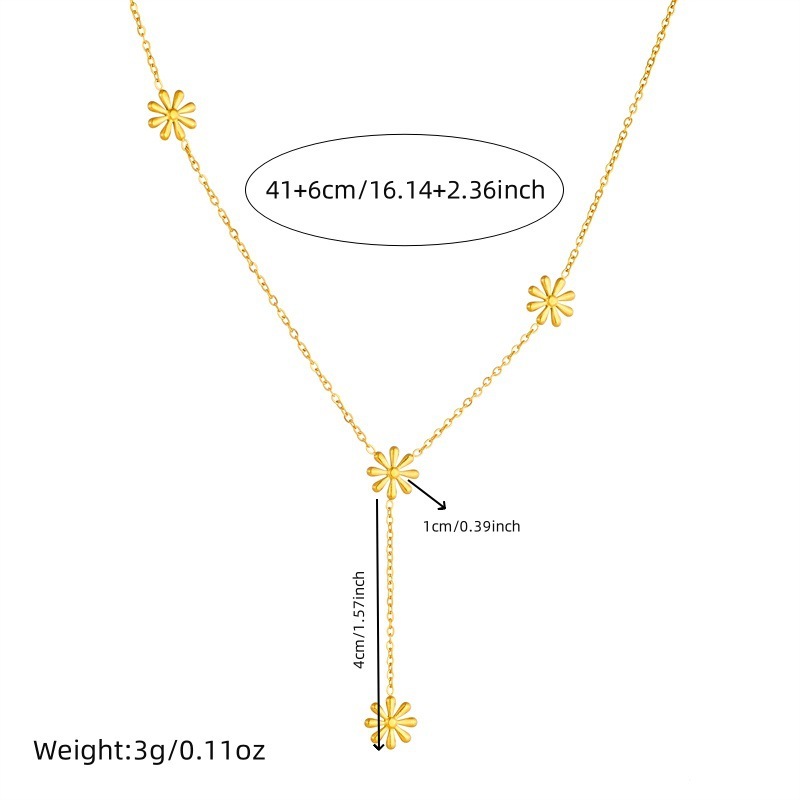 Cross-border fashion, simple and versatile everyday commuting stainless steel gold-plated daisy accessory chain set necklace and bracelet