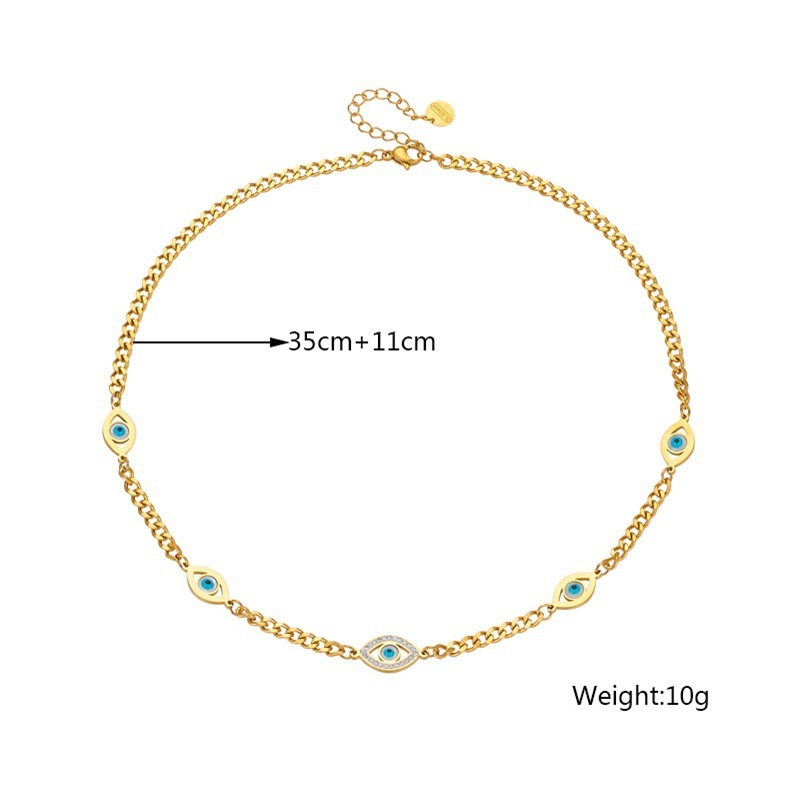 European and American style niche personalized chain gold-plated titanium steel devil eye pendant accessories jewelry necklace