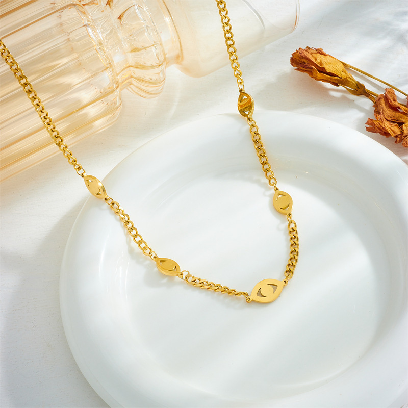 European and American style niche personalized chain gold-plated titanium steel devil eye pendant accessories jewelry necklace