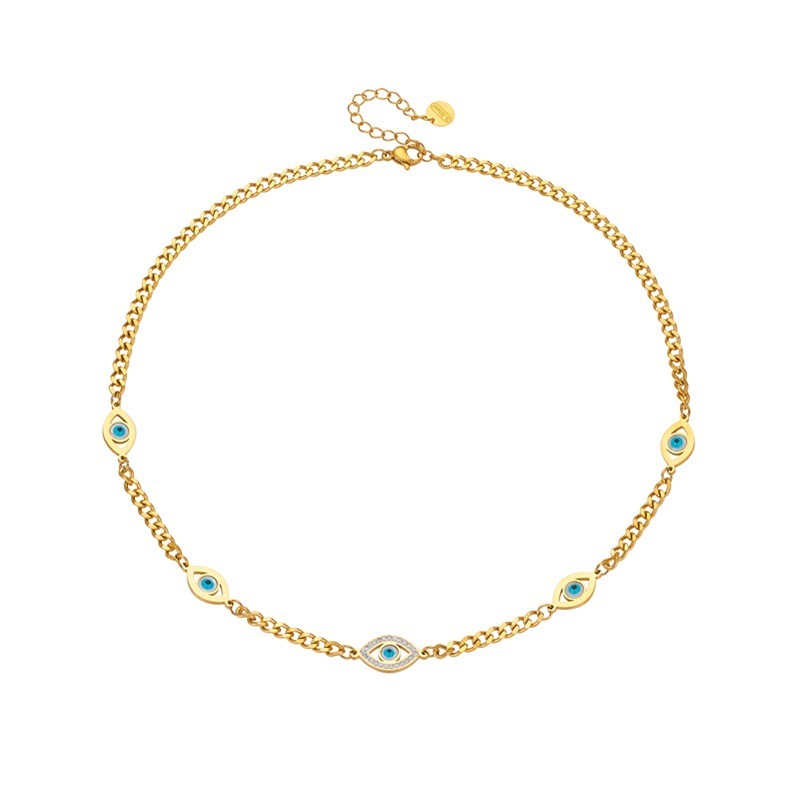 European and American style niche personalized chain gold-plated titanium steel devil eye pendant accessories jewelry necklace