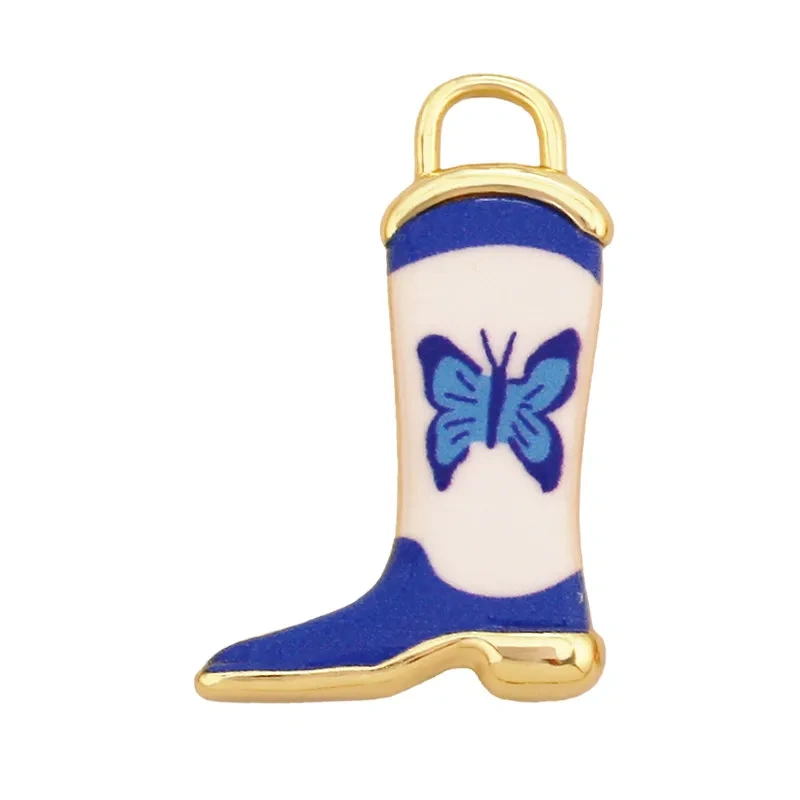 Trendy European Style Handmade Ceramic Necklace Charm Clover Heart Boot Charm Pendant,DIY Jewelry Necklace Bracelet Supplies R40