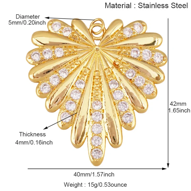 Colourful Drip Oil Love Heart Shape Zircon Charm Pendant,Trendy 18K Real Gold Plated Jewelry Necklace Bracelet DIY Supplies R40