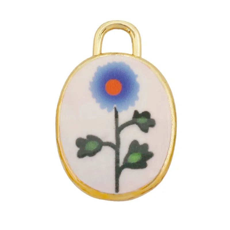 Hand Painted Ceramic Heart Oval Pet Leopard Strawberry Cherry Snail Charm Pendant,DIY Jewelry Necklace Bracelet Supplies R44