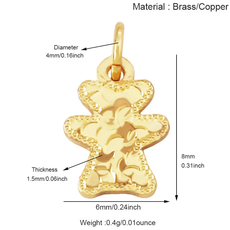 Trendy Love Heart Star Butterfly Bear Clover Charm Pendant,18K Real Gold Plated Jewelry Necklace Bracelet DIY Making Supply R26