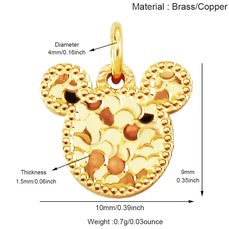 Trendy Love Heart Star Butterfly Bear Clover Charm Pendant,18K Real Gold Plated Jewelry Necklace Bracelet DIY Making Supply R26