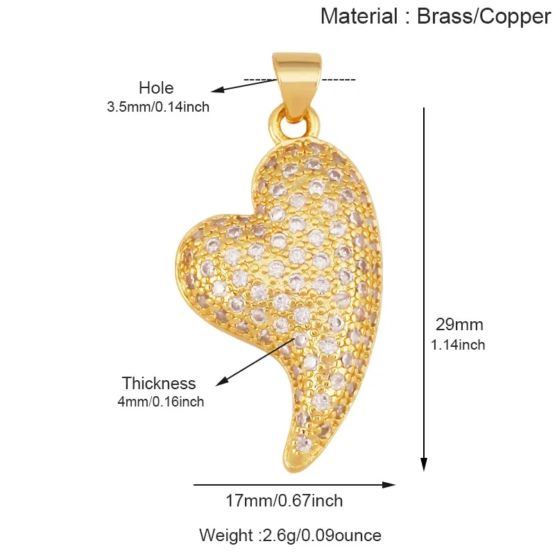 Colourful Drip Oil Love Heart Shape Zircon Charm Pendant,Trendy 18K Real Gold Plated Jewelry Necklace Bracelet DIY Supplies R40